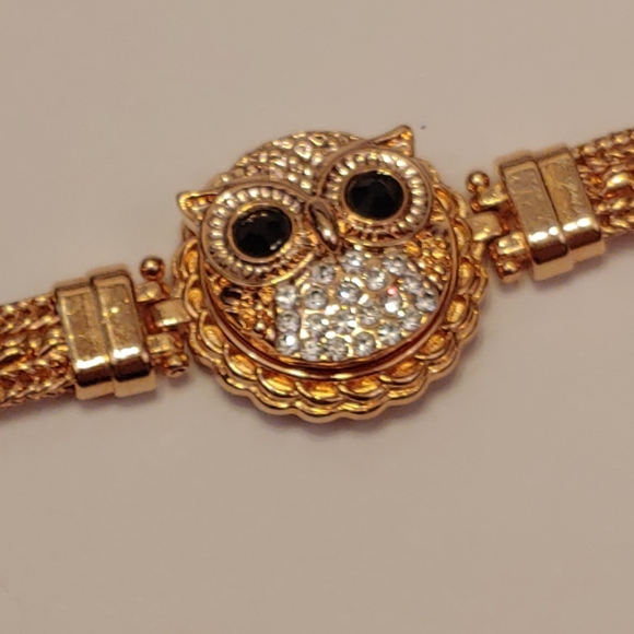 NWOT Rose Gold tone bracelet w/ 18mm Owl Snap 6-7" - Picture 2 of 5